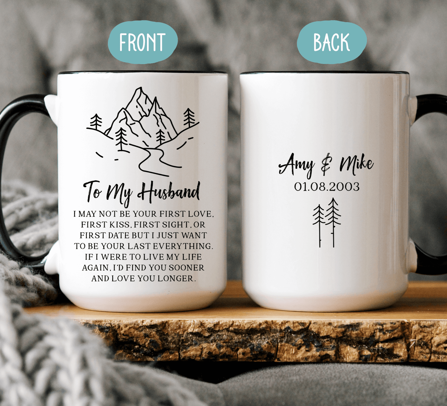 To My Husband - My Last Everything - Two-Tone Coffee Mugs, 15oz