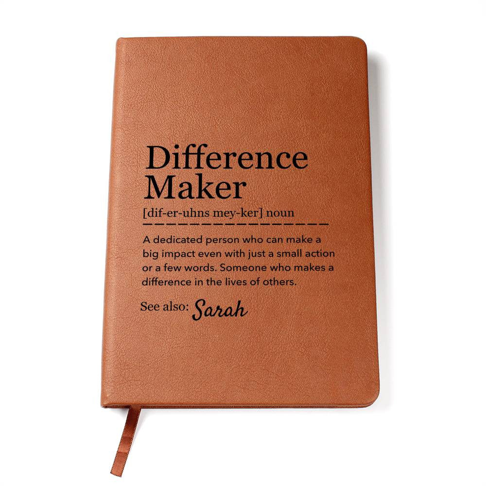 Difference Maker - Personalized Graphic Vegan Leather Journal
