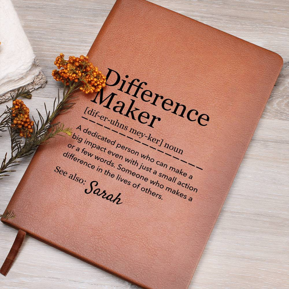 Difference Maker - Personalized Graphic Vegan Leather Journal